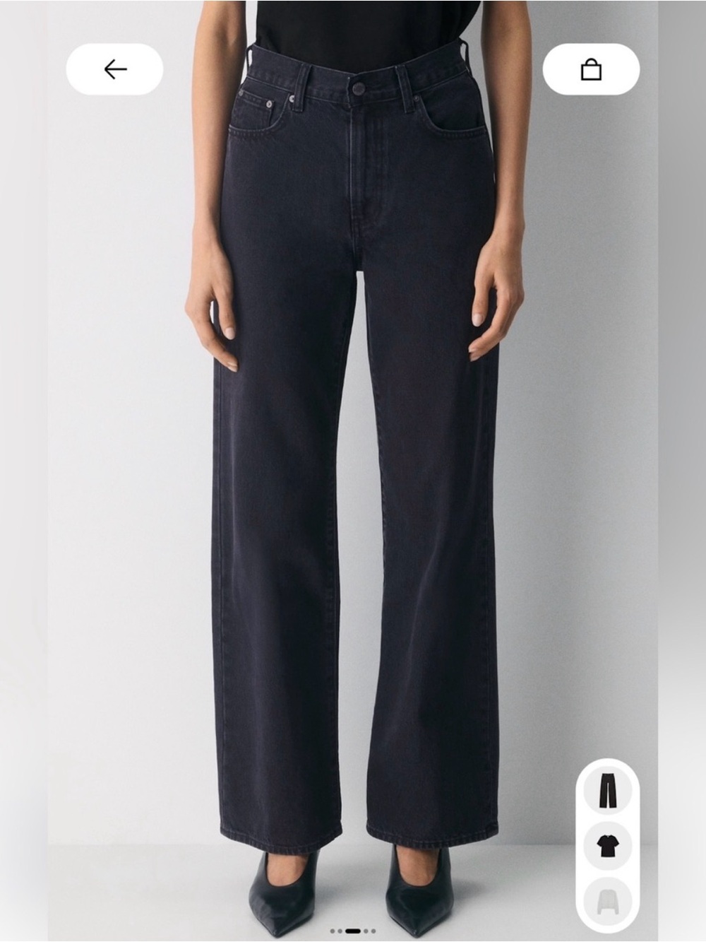 Denim Forum Farrah Hi-Rise Women's High-Rise Wide-Leg Jeans in Black